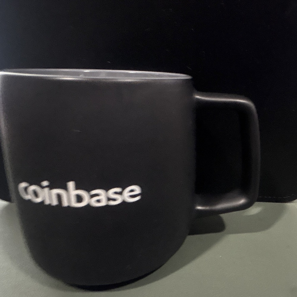 Coinbase Black Ceramic Coffee Mug 11 fl oz Logo Novelty Round Cup
